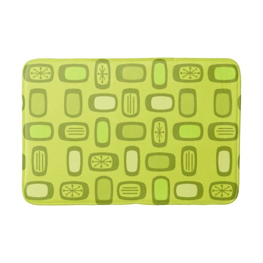 Midcentury MCM Rounded Rectangles Chartreuse Badmat (Voorkant)