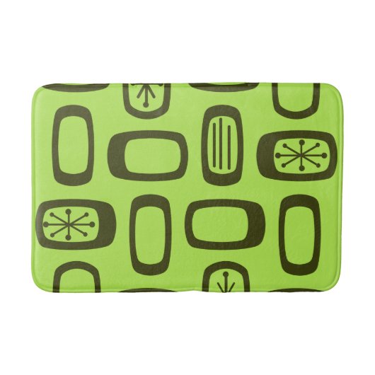 Midcentury MCM Rounded Rectangles Chartreuse Badmat (Voorkant)
