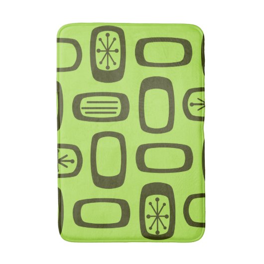 Midcentury MCM Rounded Rectangles Chartreuse Badmat (Voorkant Verticaal)