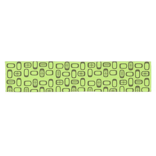 Midcentury MCM Rounded Rectangles Chartreuse Korte Tafelloper (Horizontaal)