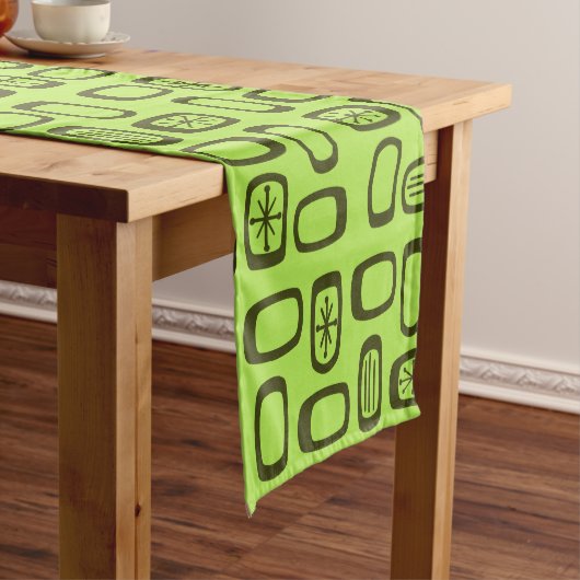 Midcentury MCM Rounded Rectangles Chartreuse Korte Tafelloper (Voorbeeld)