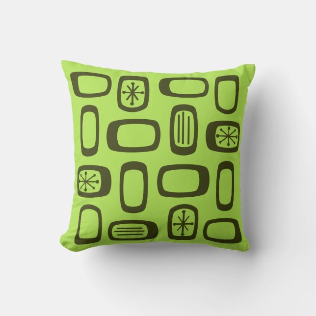 Midcentury MCM Rounded Rectangles Chartreuse Kussen (Voorkant)