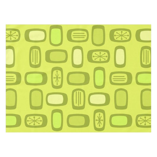Midcentury MCM Rounded Rectangles Chartreuse Tafelkleed (Voorkant (Horizontaal))