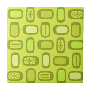 Midcentury MCM Rounded Rectangles Chartreuse Tegeltje