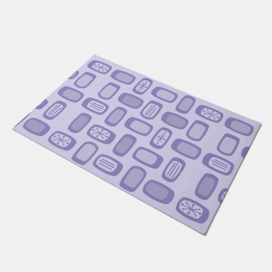 Midcentury MCM Rounded Rectangles Lavender Deurmat (Schuin)