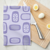 Midcentury MCM Rounded Rectangles Lavender Theedoek (Quarter Fold)