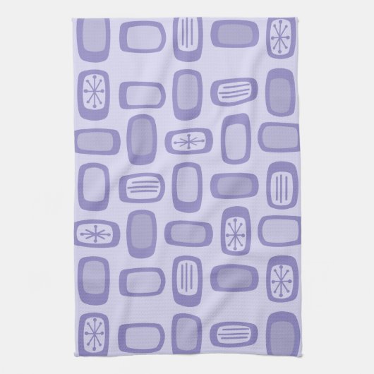 Midcentury MCM Rounded Rectangles Lavender Theedoek (Verticaal)