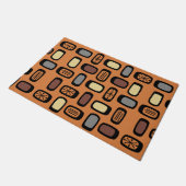 Midcentury MCM Rounded Rectangles Orange Brown Deurmat (Schuin)