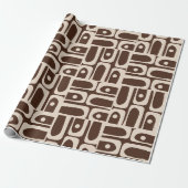 Midcentury Modern Abstract Piquet Retro Brown Cadeaupapier (Uitgerold)