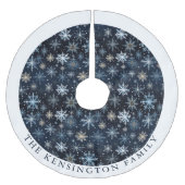 Midcentury Modern Blue Snowflake gepersonaliseerd Kerstboom Rok (Voorkant)
