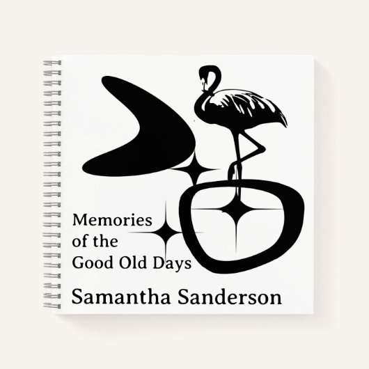 MidCentury Modern Flamingo Atomic Retro Custom Notitieboek (Voorkant)