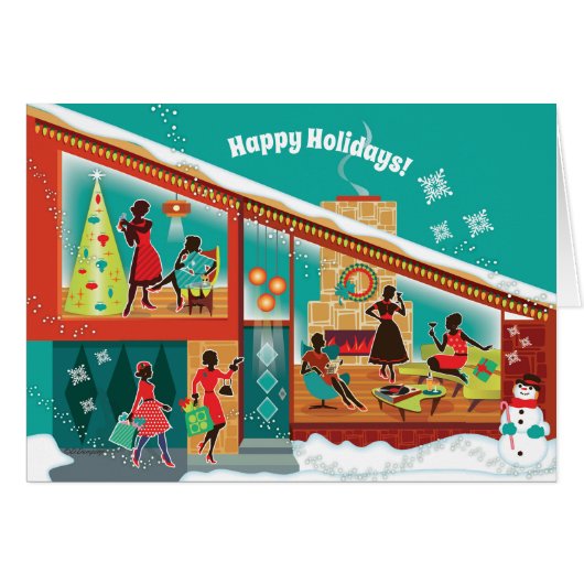 MidCentury Modern House - Gay women Holiday Card (Devant horizontal)