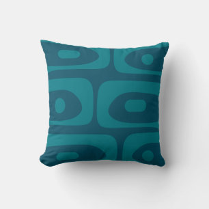Midcentury Modern Piquet Abstract Blauwgroen Kussen