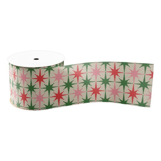 Midcentury Modern Retro Christmas Starbursts Grosgrain Lint (Spoel)