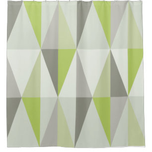MidCentury Modern Triangles Chartreuse Douchegordijn
