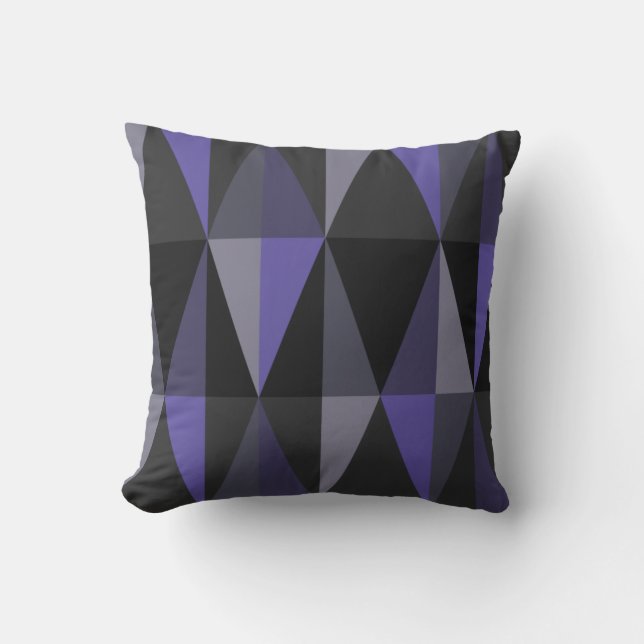 MidCentury Modern Triangles Dark Indigo Kussen (Voorkant)