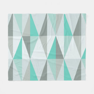 MidCentury Modern Triangles Turquoise Fleece Deken