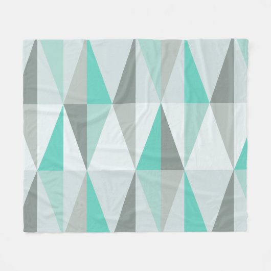 MidCentury Modern Triangles Turquoise Fleece Deken (Voorkant (Horizontaal))