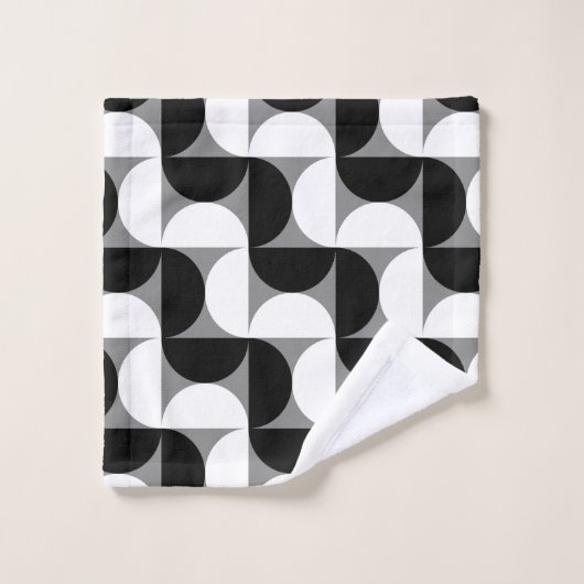 Midcentury patroon schalen zwart wit bad handdoek (Wasdoekje)