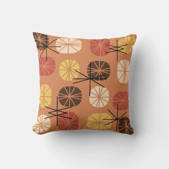 Midcentury Pattern Oblongs Autumn Orange Kussen (Voorkant)
