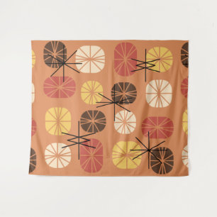 Midcentury Pattern Oblongs Autumn Orange Wandkleed