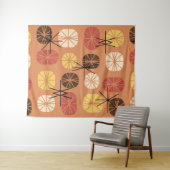 Midcentury Pattern Oblongs Autumn Orange Wandkleed (In Situ (horizontaal))