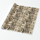 MIDCENTURY RECORD ADVERTEREN WRAPPINGSPAPIER CADEAUPAPIER (Uitgerold)