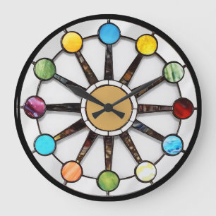 Midcentury stained glass clock grote klok