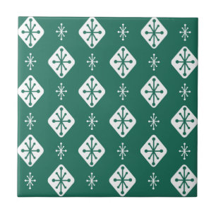 Midcentury Starbursts Diamonds Teal Tegeltje