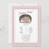 Midcenty Modern Roze Kerstfeest Kaart (Voorkant)