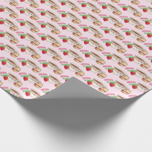 Middag Tea Party Macarons Teacup Cream Scone Cadeaupapier (Hoek)