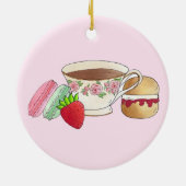 Middag Tea Party Macarons Teacup Cream Scone Keramisch Ornament (Achterkant)