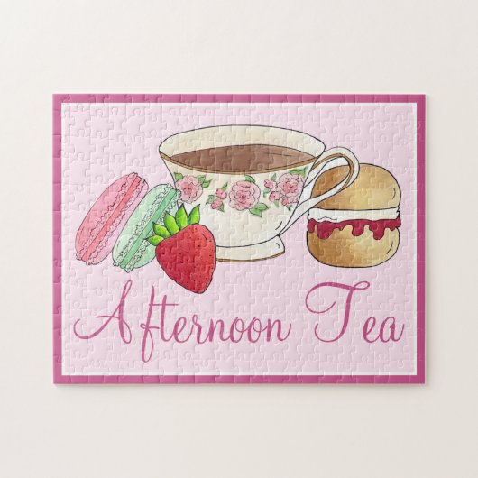 Middag Tea Party Macarons Teacup Cream Scone Legpuzzel (Horizontaal)