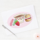 Middag Tea Party Macarons Teacup Cream Scone Ovale Sticker (Envelop)
