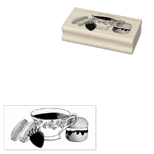 Middag Tea Party Macarons Teacup Cream Scone Rubberstempel