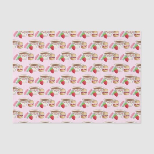 Middag Tea Party Macarons Teacup Cream Scone Tissuepapier (Voorkant)