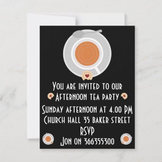 Middag thee uitnodiging (Voorkant)