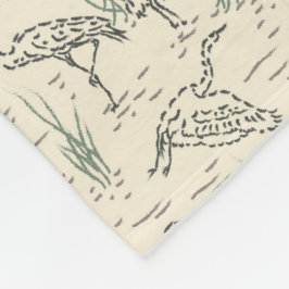 Middaggroeten - Langs de rivier - vogelpatroon. Fleece Deken