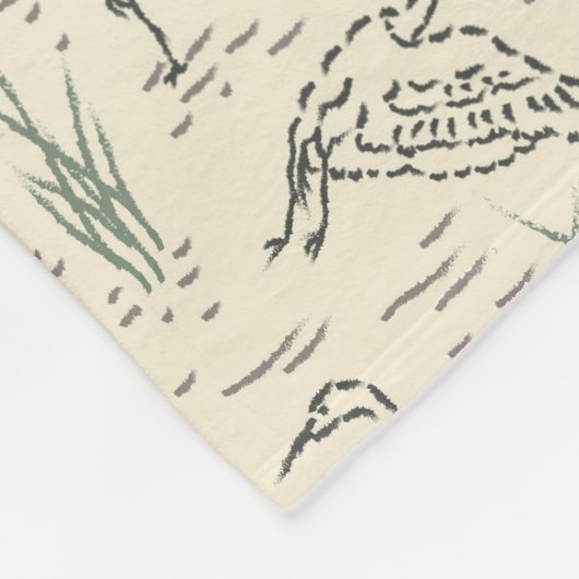 Middaggroeten - Langs de rivier - vogelpatroon. Fleece Deken (Hoek)