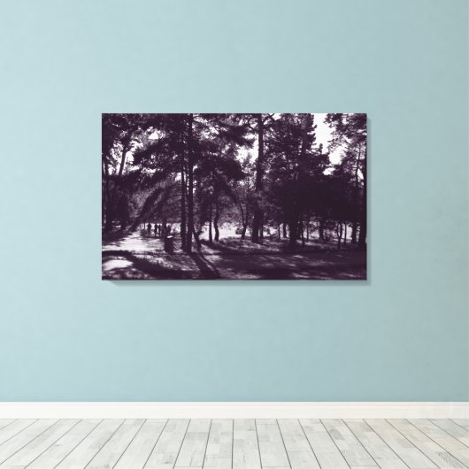 Middagmiddag in het park (Paarse Toned BW) Canvas Afdruk (Insitu (Houten vloer))