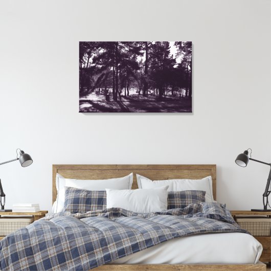 Middagmiddag in het park (Paarse Toned BW) Canvas Afdruk (Insitu (Slaapkamer))