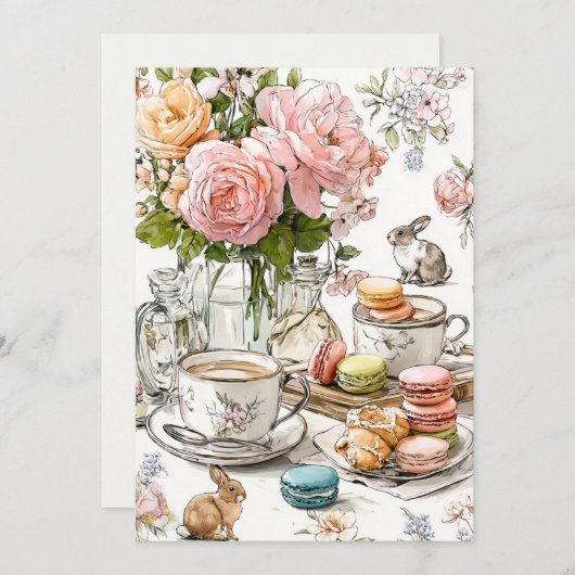 Middagthee & Kleine Teentjes | Salonfeestje Kaart (Voorkant / Achterkant)