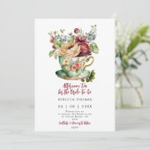 Middagthee rozen bruids doucheuitnodiging kaart (Staand voorkant)