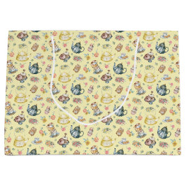  Middagthee & Rozen Patroon op geel Groot Cadeauzakje