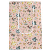  Middagthee & Rozen Patroon op perzik Medium Cadeauzakje (Achterkant)