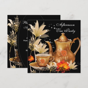 Middagtheepartij Vintage zwart gouden theepot Kaart