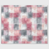 Middel abstract geruit roze en grijs cadeaupapier (Vlak)