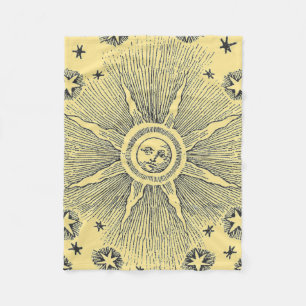Middelaluwse Zodiakale Nachtelijke Hemel met Zon e Fleece Deken