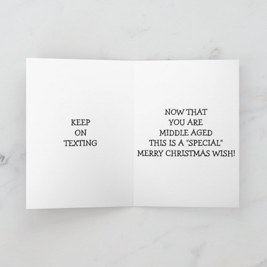 MIDDELBARE LEEFTIJD ***SMS*** KERST KAART (Binnen)