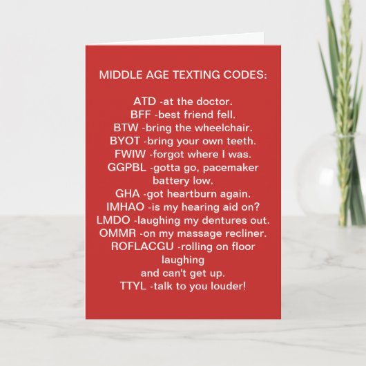 MIDDELBARE LEEFTIJD ***SMS*** KERST KAART (Voorkant)